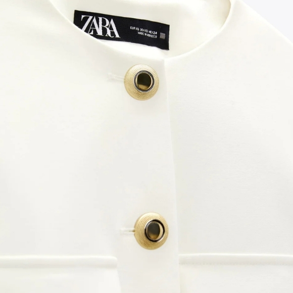 ZARA WHITE CROPPED BLAZER WITH GOLDEN BUTTONS - Picture 9 of 11